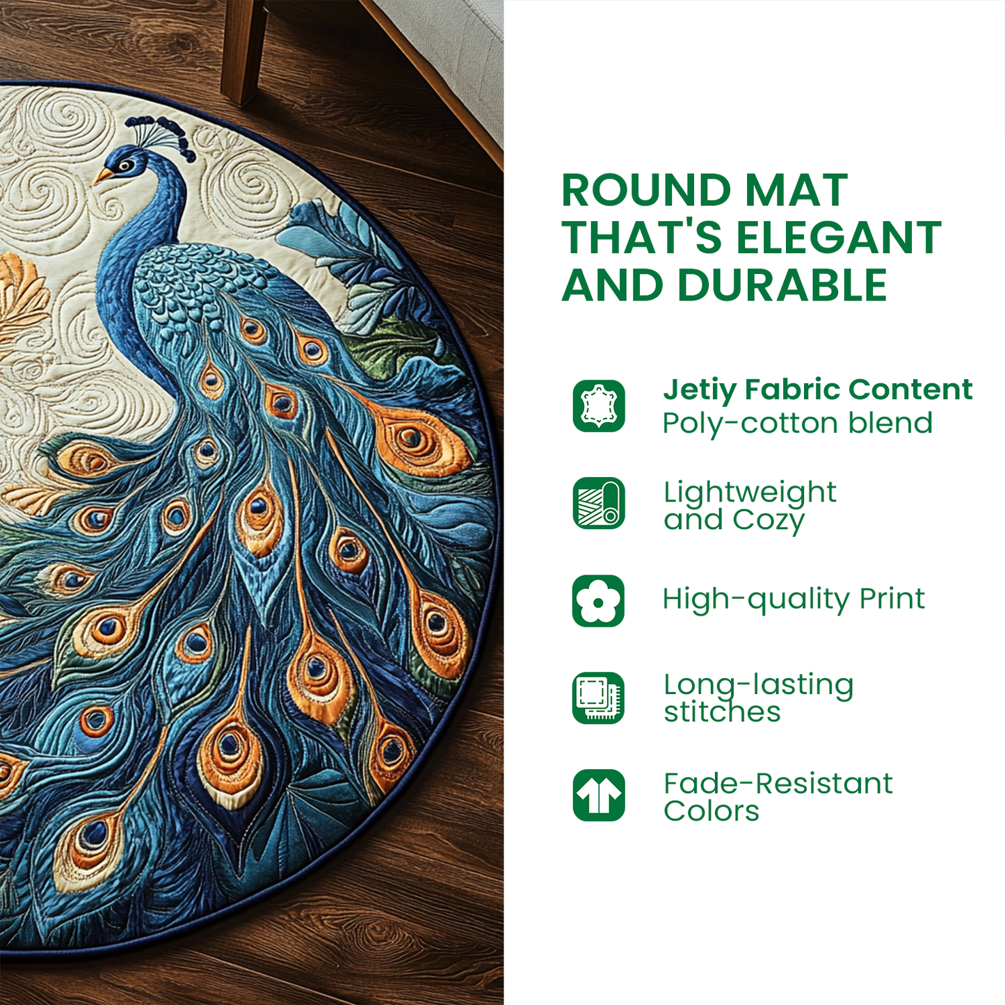 Cat Quilted Round Mat