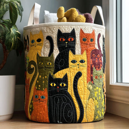 Cat Carnival Quilted Laundry Basket
