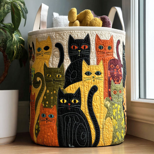 Cat Carnival Quilted Laundry Basket