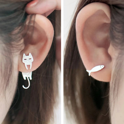 Asymmetric Cat Earrings