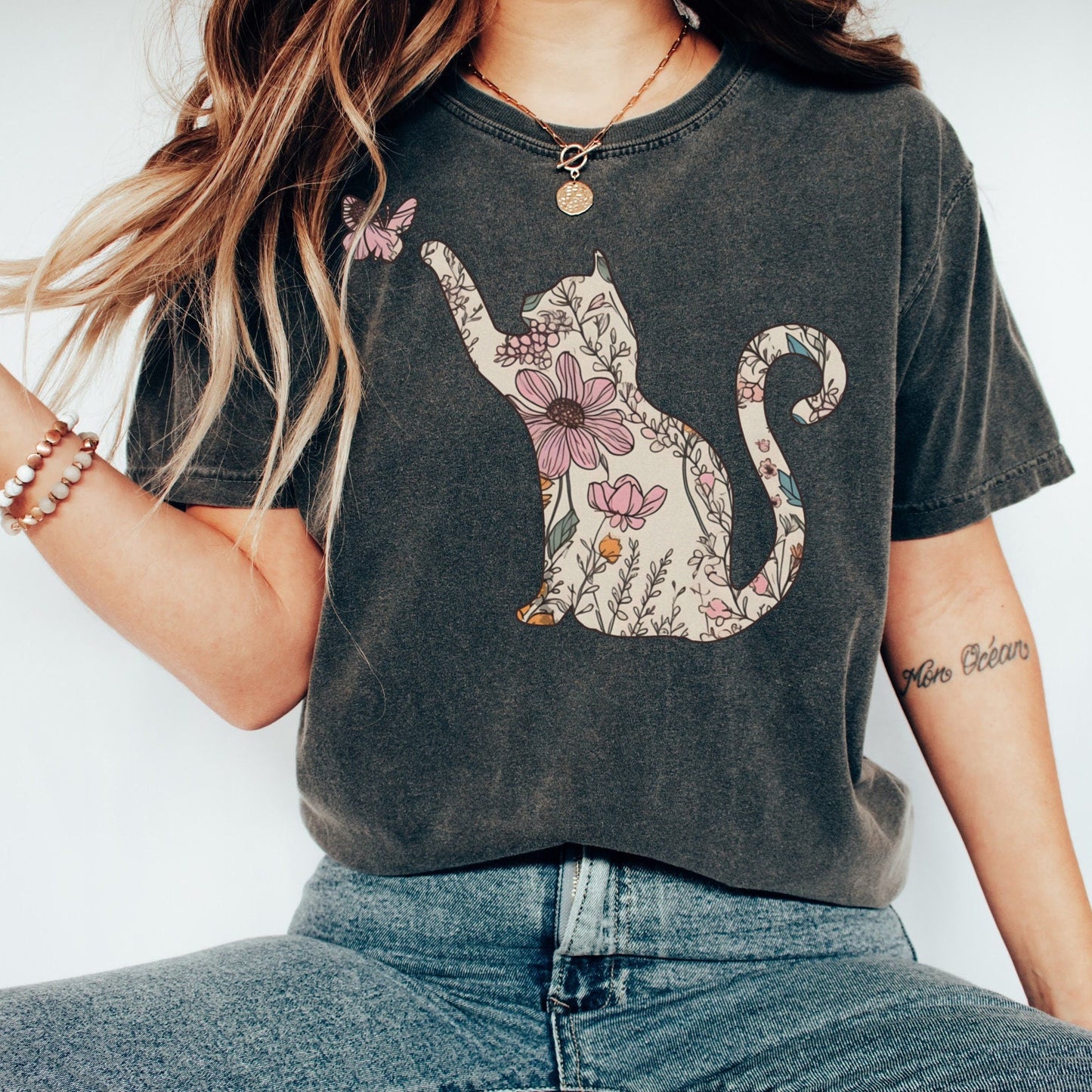 Floral Cat Tee V5