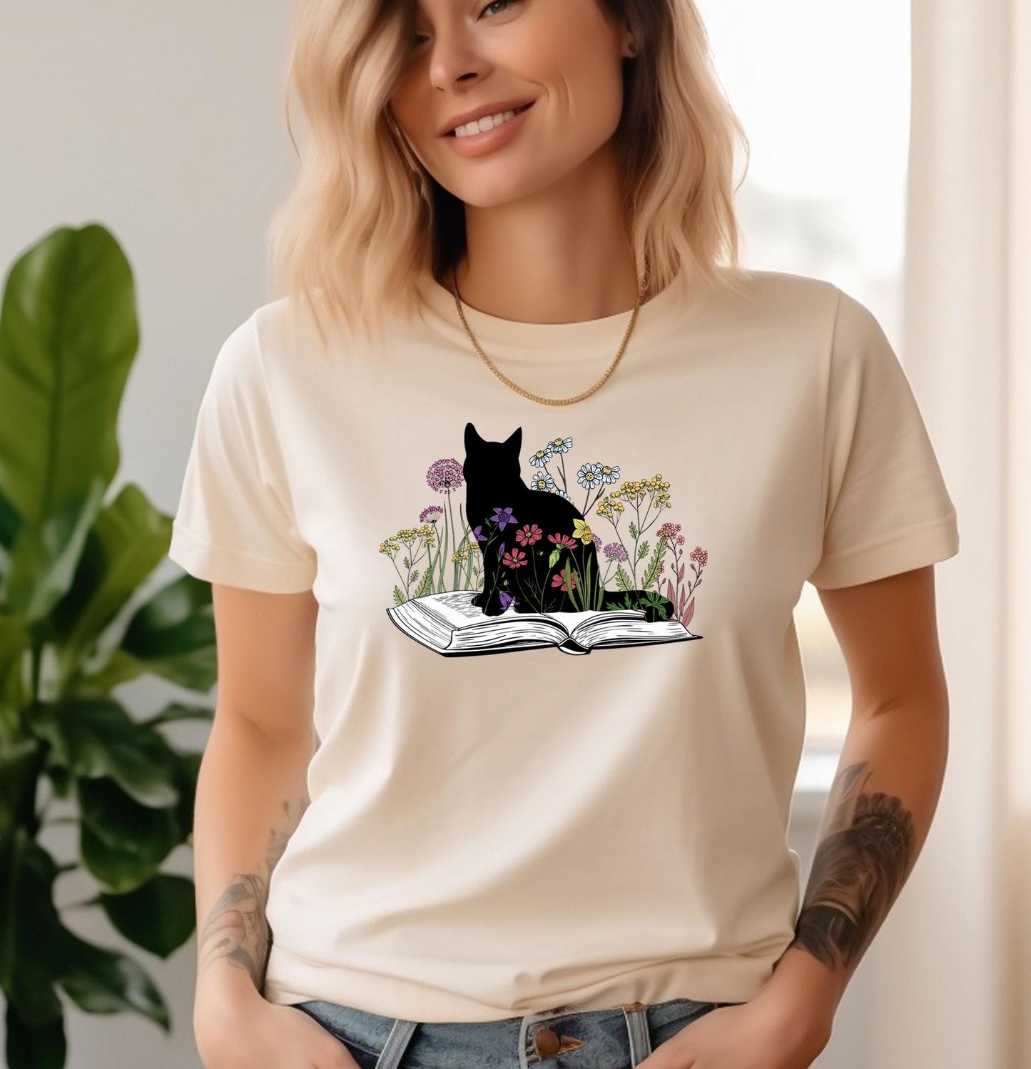 Cat Book Tee New