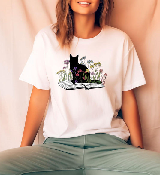 Cat Book Tee New